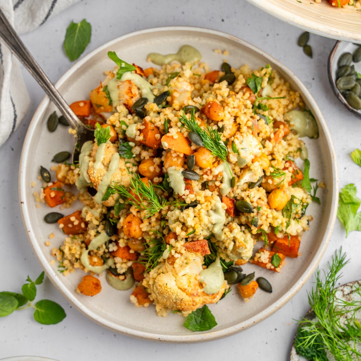 Basil Tahini Vegetable Couscous