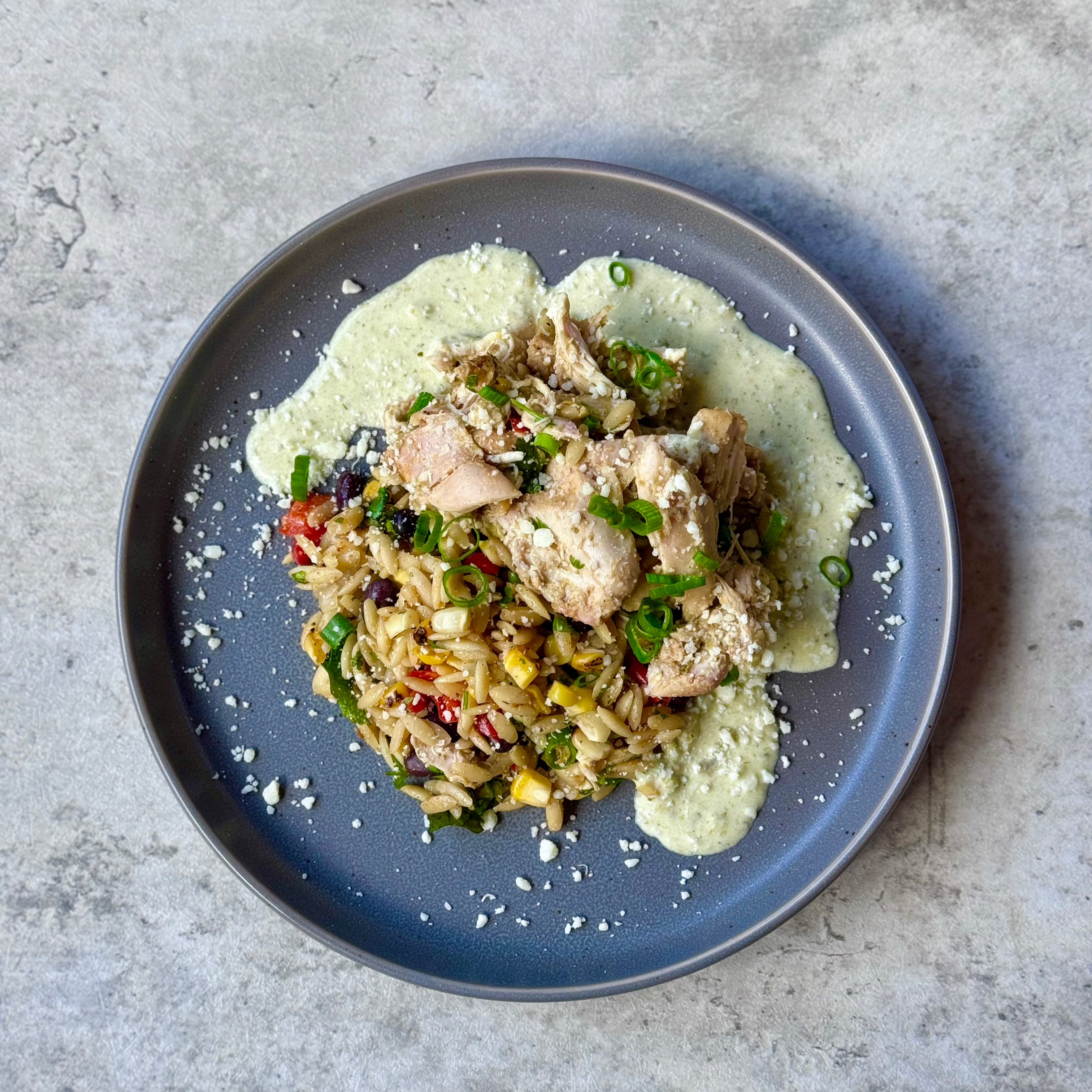Chile Verde Chicken Thighs with Orzo